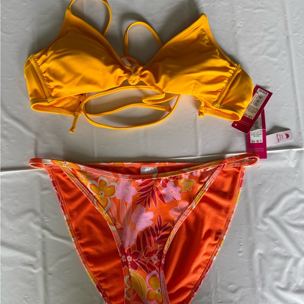 Vibrant Orange and Yellow Floral Bikini Set